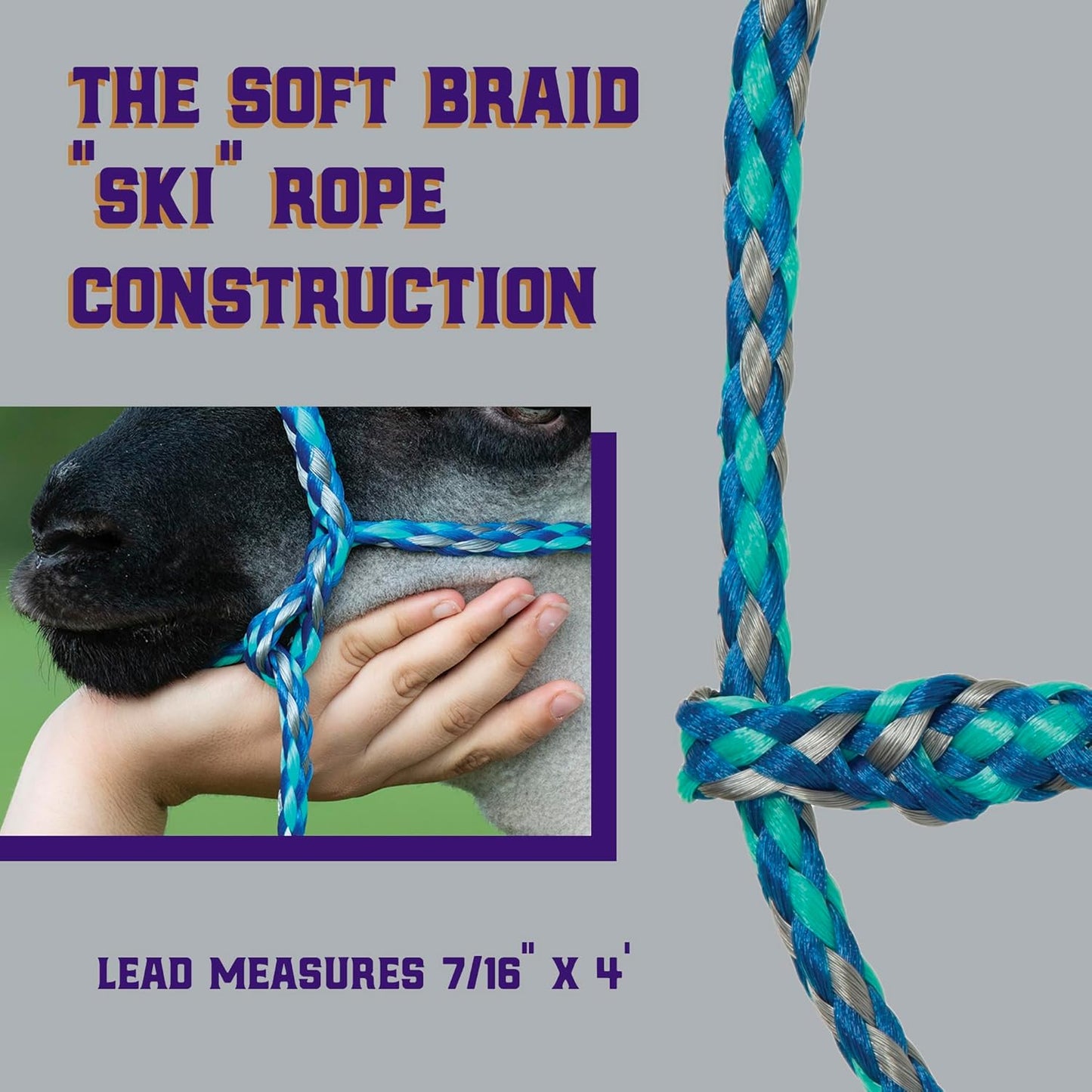 Weaver Leather Poly Rope Sheep Halter, Blue/Mint/Gray