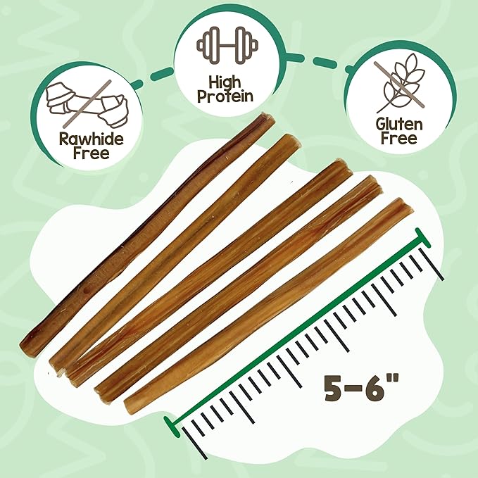 Nature Gnaws Extra Thin Bully Sticks for Small Dogs 5-6" (50 Count) - Long Lasting for Light Chewers and Puppies - Natural Beef Dog Chew Bone