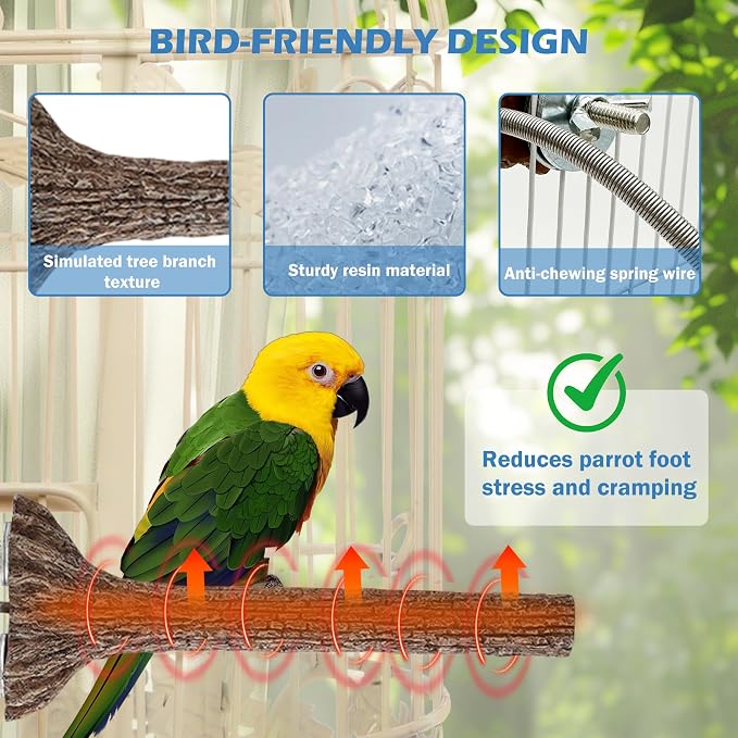 Heated Birds Perch Bird Warmer Birdcage Heater for Cage Winter 100°F-105°F Constant Temperature Birds Heater for Parrots Conure Parakeets Cockatiels Small Bird Mini Macaw