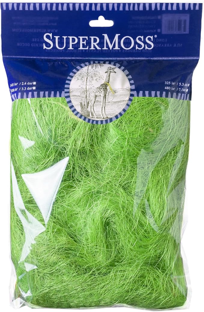 SuperMoss (29945) Natural Sisal Fiber Strands | Decorative Basket Filler, Gift Box Shred, Craft Twine & Vase Decor | Perfect for Cat Toys, Indoor Plants, and Floral Arrangements, 108 cu in, Chartreuse