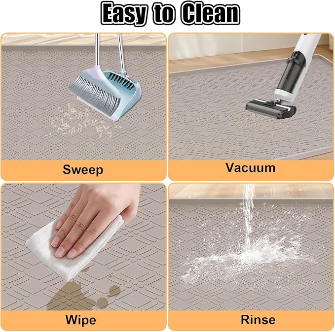 Silicone Cat Litter Mat, 42" x 29" Extra Large Litter Trapping Mat for Litter Box, Leak-Proof, Non-Slip, Kitty Litter Mats with Soft Texture for Floor, Keeping The Floor Clean (Khaki)