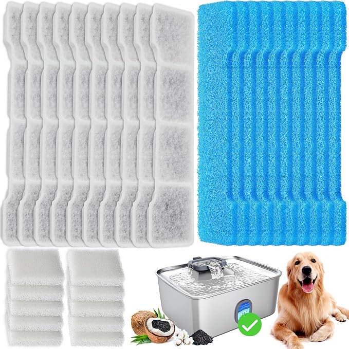 Grand Line 15L Dog Water Fountain Filter Replacement - Compatible with SIBAYS/Kastty, 10 Pack Pet Fountain Filters with 5-Layer Filtration,Food Grade Activated Carbon for Pet Water Dispensers