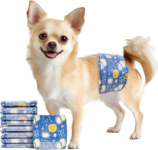MICOOYO Male Dog Diapers, Disposable Male Dog Wraps with Wetness Indicator, Super Absorbent | Leak Proof Doggie Diapers for Incontinence, Marking, Puppy Training, XS, 6-13-inch Waist, 50 Counts
