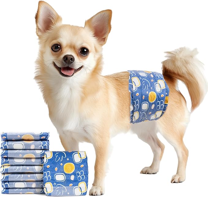 MICOOYO Male Dog Diapers, Disposable Male Dog Wraps with Wetness Indicator, Super Absorbent | Leak Proof Doggie Diapers for Incontinence, Marking, Puppy Training, XS, 6-13-inch Waist, 20 Counts