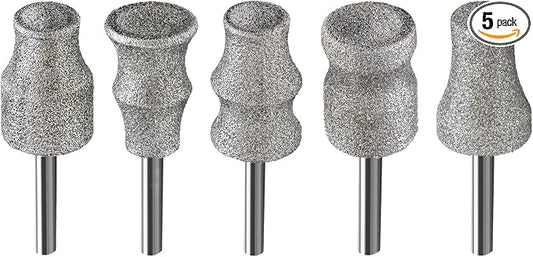 Diamond Dog Nail Grinder Bit (1/8" Shank) – 5 PCS Heavy Duty Professional Rotary Grinder Attachment for Dremel, Dual-Beveled & Cooling Design Head for Safe, Quick Pet Claw Shaping