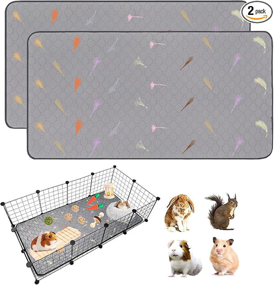 2Pcs Guinea Pig Cage Liners,Guinea Pig Fleece Cage Liners24''X48'' Super Absorbent Washable Pee Pads Reusable for Rabbit Hamster Chinchilla