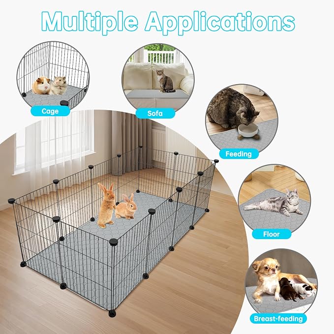 PAWCHIE Guinea Pig Cage Liners, Washable Guinea Pig Bedding for Midwest Cage 2 Pack 27"X14", Reusable Anti Slip Waterproof, Absorbent Guinea Pig Pee Pad for Small Animal, Rabbit, Bunny, Chinchilla