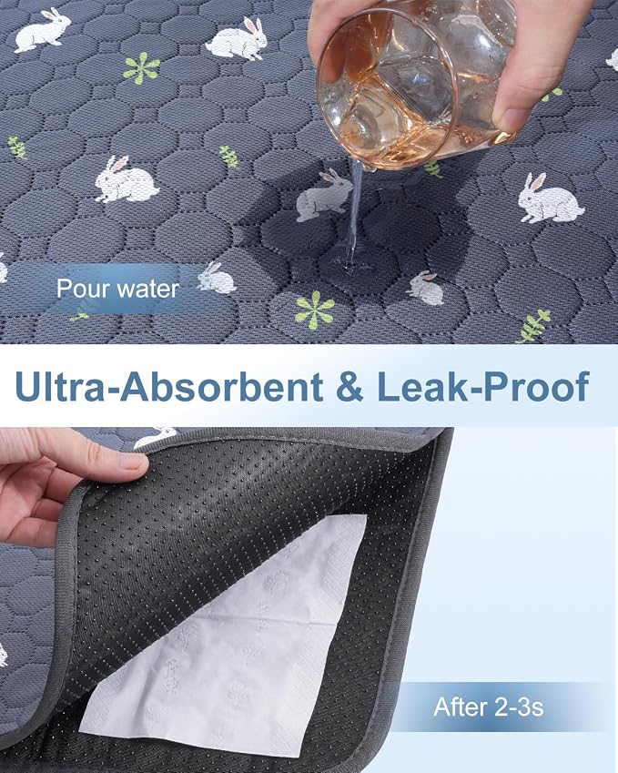 4 Pack 24 x 18 Inch Guinea Pig Cage Absorbent Liner Reusable Waterproof Super Absorbent Guinea Pig Urine Pad Non-Slip Mat for Small Animals Rabbit Hamster Rat. Washable Guinea Pig Bedding