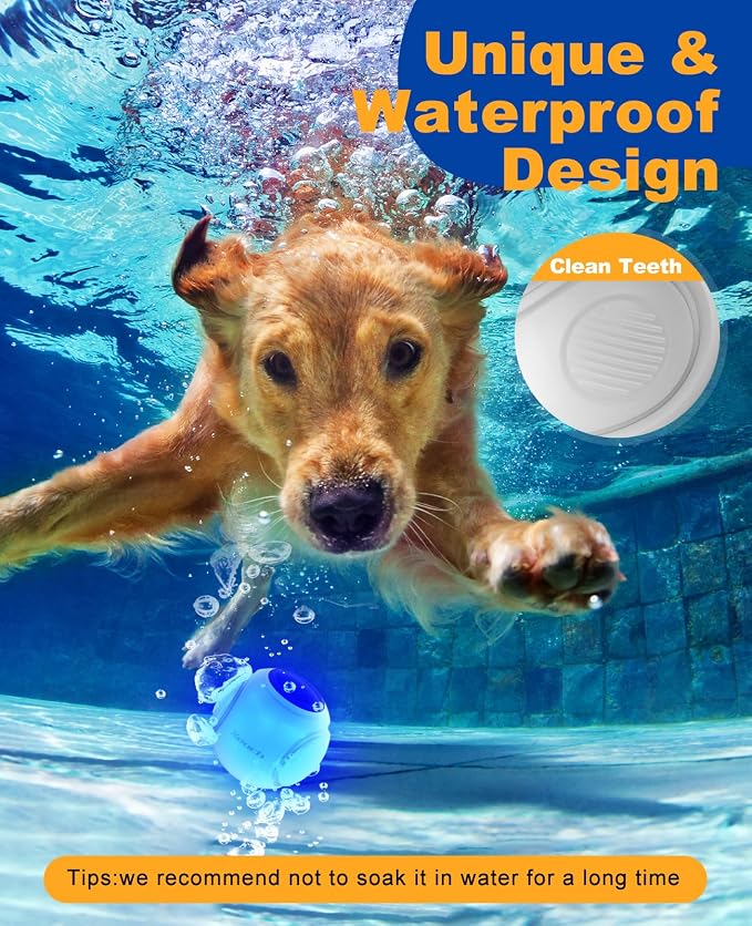 Xeuch LED Dog Ball Rechargeable, Light Up Dog Ball Toys, Bounce-Activated Durable Fetch Ball, Natural Rubber, Unique Scent, 2.5 inches, for Small & Medium Dogs (Blue)