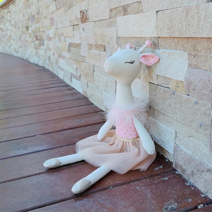 Pink Giraffe Stuffed Animal,15.7" Deer Stuffed Animal with Skirt,Soft Giraffe Plush Toy Ballerina Doll,Stuffed Giraffe Toy,Safar Nursery Decor Christmas Birthday Gifts for Baby Girls