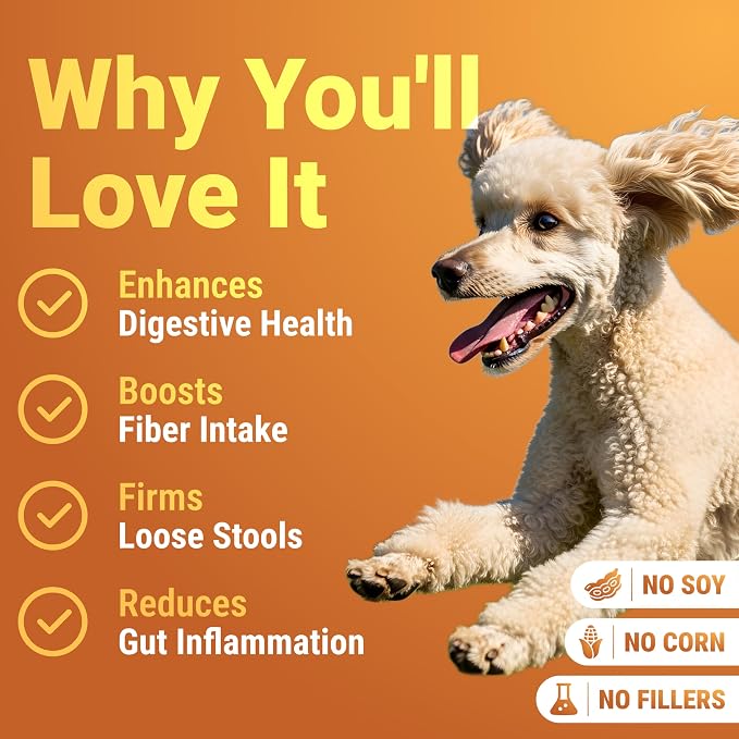 WuffWell Pumpkin Powder for Dogs with Probiotics - Rich in Fiber, Helps with Digestion, Nutrient Absorption, Diarrhea, Constipation & Upset Stomach - Organic Dog Food Topper - Made in USA