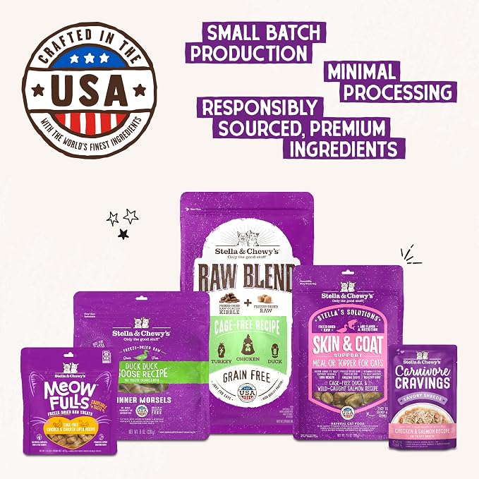 Stella & Chewy's Freeze-Dried Raw Cat Dinner Morsels - Premium Chicken Recipe with 98% Cage-Free Meat & Organs - Natural Grain-Free Cat & Kitten Food - Made in USA - 8 oz