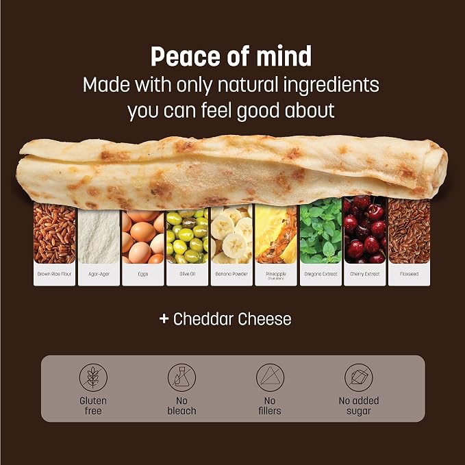 Earth Animal No Hide Chews - from the Grill Rolls Grilled Cheese Vegetarian Flavor Rawhide Free Medium Dog Chews - 3 Count