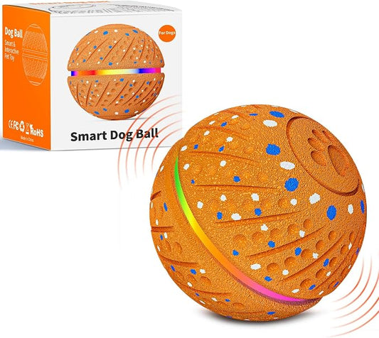 Interactive Dog Toys Dog Ball – 3 Play Modes Smart Moving Bouncing Dogs Ball, E-TPU with RGB Lights, Automatic Rolling Dog Toy for Small Medium Dogs to Keep Them Busy and Boredom Relief(Yellow)