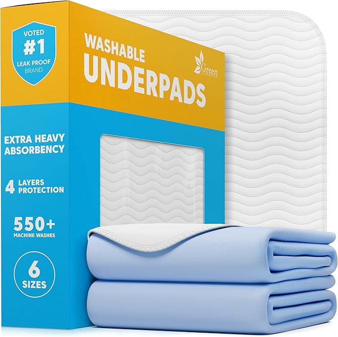 GREEN LIFESTYLE Washable Pee Pads for Dogs - Thick Heavy Absorbent Waterproof Pet Training Pads - Puppy Pads - for Puppy Playpen, Crate, Whelping Box, Potty Training (Pack of 2-18x24)