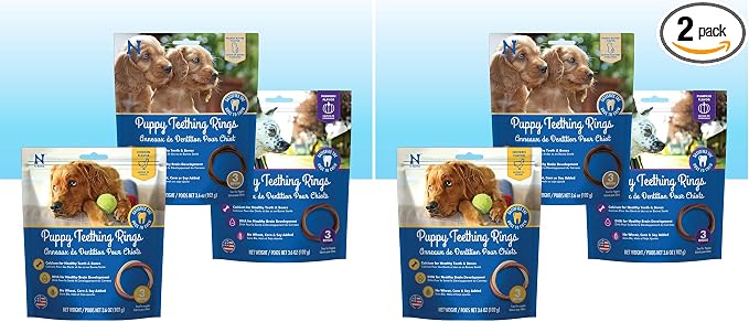 N-Bone Puppy Teething Rings Bag Variety Pack, Chicken & Pumpkin & Peanut Butter Flavor,10.8-oz, 9 Rings, 3 Count (Pack of 2)