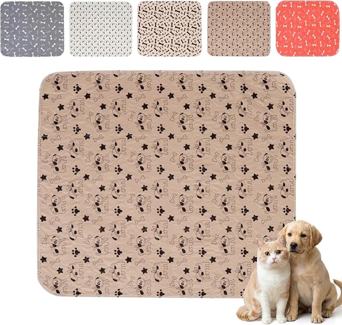 Puppy Pee Pads with Pheromones,Forever Pad,Washable Pee Pads for Dogs,Reusable Dog Pee Pads,Waterproof and Leak-Proof,Non-Slip Base Training Pad Suitable for Home(Brown Puppies,L:35.4*31.5in)