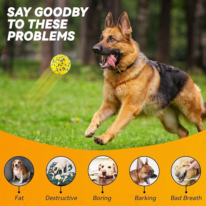 FUSOTO 4Pcs Dog Balls, Tennis Balls for Dog Aggressive Chewers, for Large Medium Small Puppy, Training Catch&Fetch, Water Floats Toys, Yellow