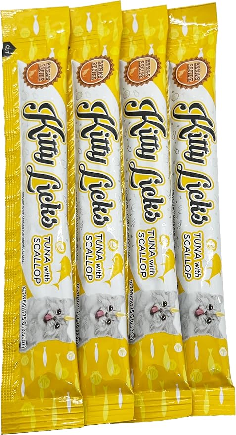 Rena's Recipe Kitty Licks Lickable Cat Treats, Tuna Variety Pack, 60 Tubes | Creamy grain-free tuna purée squeeze treats in a convenient 60-tube variety pack.