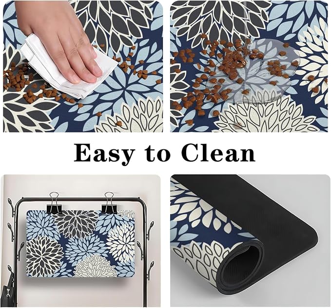Dog Food Mats 2 Pack for Floors, Absorbent and Quick-Drying Pet Cat Food Mat,Anti-Fouling and Easy-to-Clean Pet Feeding Mat,Dog Bowl Mat for Messy Drinking Water Bowls 12"x 20"+18x24