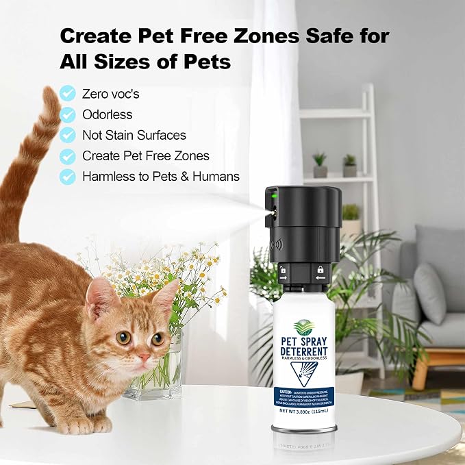 Cat Spray Deterrent System, Pet Deterrent Device Refill, CATSSS Refill [ 11.67Oz & 3 Pack ] Safe for Cats & Dogs Motion Activated Pet Deterrent Spray System-Only Applicable to The Same Brand System