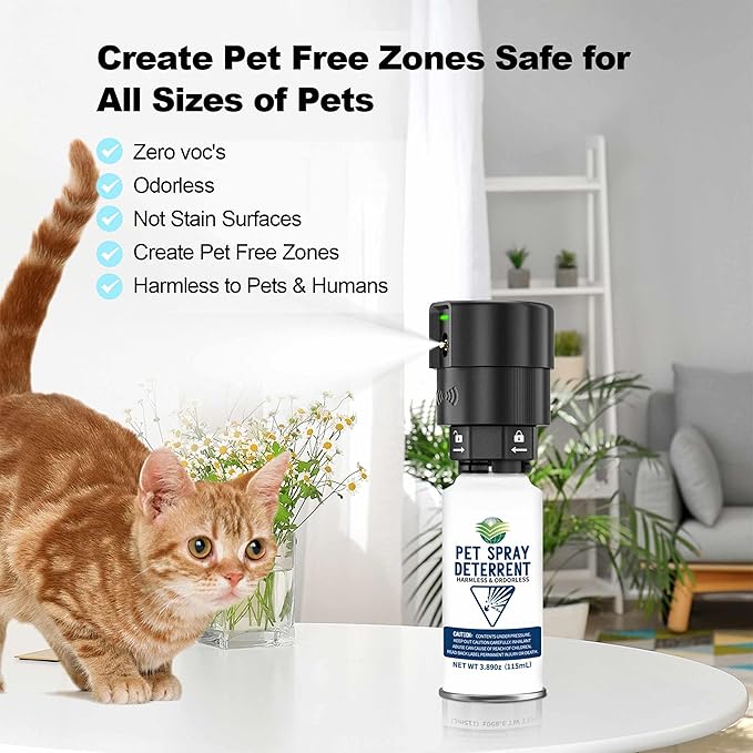 Cat Spray Deterrent System, Pet Deterrent Device Refill, CATSSS Refill [ 15.56Oz & 4 Pack ] Safe for Cats & Dogs Motion Activated Pet Deterrent Spray System-Only Applicable to The Same Brand System
