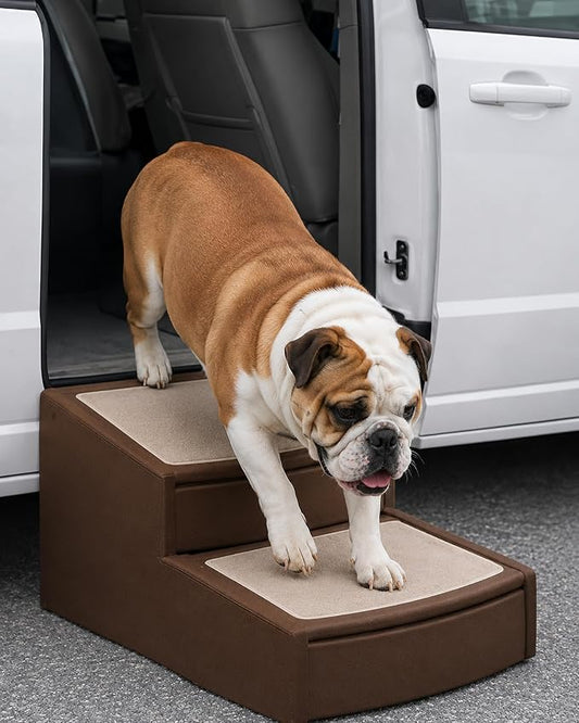 Pet Gear Easy Step II Extra Wide Pet Stairs, 2 Step for Dogs/Cats up to 200 pounds, Removable/Washable Carpet, Easy Assembly (No Tools Required), Dark Mocha