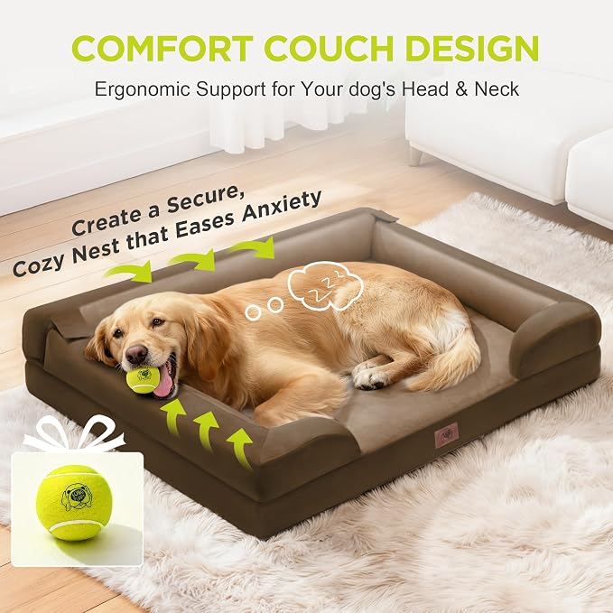 Extra Large Dog Bed-Washable Orthopedic Huge Pet Bed for Big Dogs Waterproof Couch Memory Foam Sofa Bolster with Removable Cover,48 x 30