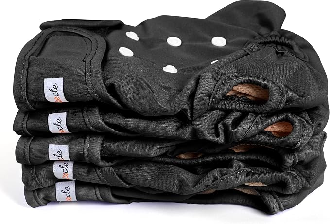 Female Dog Diapers 5Pcs - Premium Reusable Diapers for Doggie in Heat - Highly Absorbent Dog Diapers Female for Pet Incontinence with Adjustable Snaps, Black, XXL