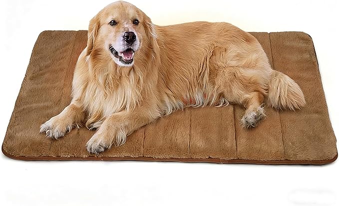Dog Crate Pad for X Large Dog - 41"x27" Memory Foam Dog Bed, Washable & Anti-Slip Dog Bed Mat, Ultra Soft Kennel Pad for Dogs Cozy Sleeping Mat, Khaki