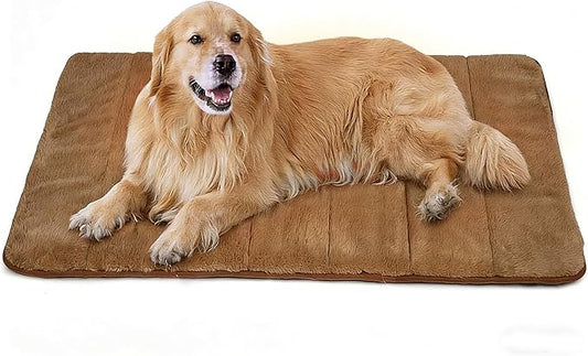 Dog Crate Pad for X Large Dog - 41"x27" Memory Foam Dog Bed, Washable & Anti-Slip Dog Bed Mat, Ultra Soft Kennel Pad for Dogs Cozy Sleeping Mat, Khaki
