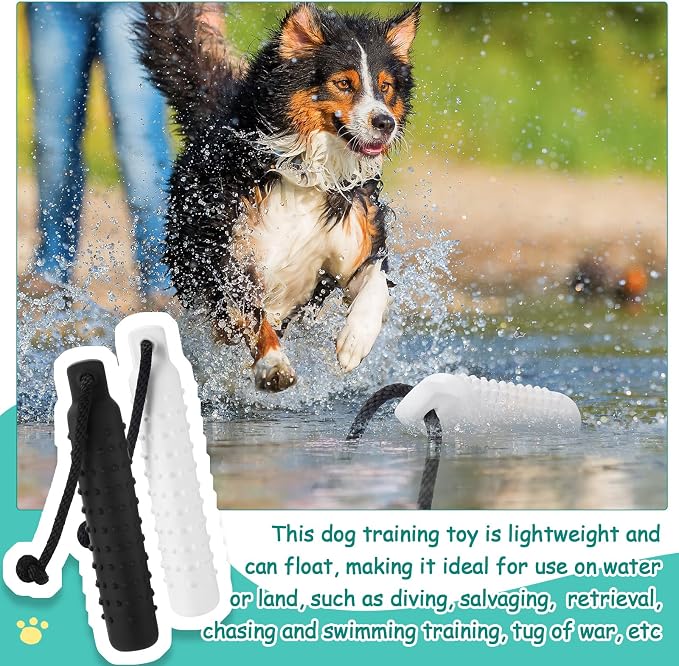 Blueweenly 6 Pcs Dog Bumper Toy for Water Retrieving Plastic Puppy Training Dummy Dog Float Toy Lightweight for Float on The Water Pool Outdoor Training Hunting Fetching (Black,White)
