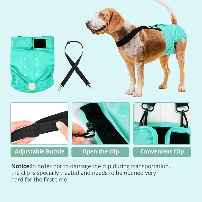 wegreeco Reusable Washable Dog Diapers Female with 1PC Suspender, Dogs Period Heat Diapers Female Heat Cycle, XL Medium Large Small Doggie Puppy Diapers for Incontinence (XX-Large)