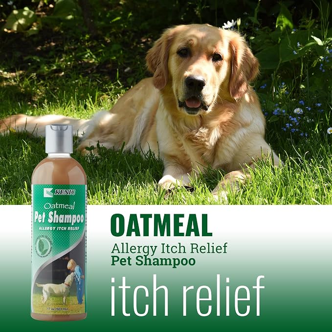 Kenic Oatmeal Anti-Itch Pet Shampoo with Almond Oil – Soothing, Conditioning & Deodorizing Relief for Dogs & Cats, Puppy-Safe, Made in USA