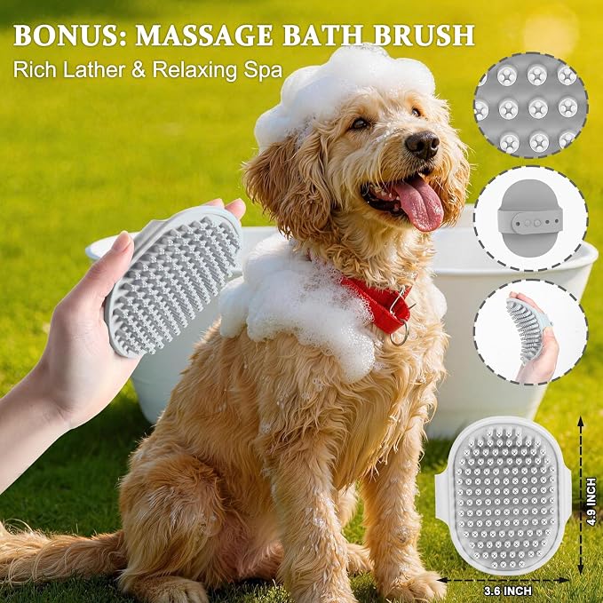 WPQAEM Dog Slicker Brush for Large Dogs, 4PCS Grooming Kit for Thick, Curly & Double Coats (Poodles, Goldendoodle, German Shepherd), Wood Handle - Naturally