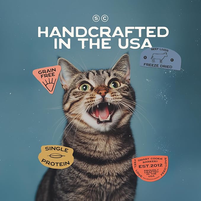Smart Cookie Beef Liver Freeze Dried Cat Treats – Single Ingredient, High-Protein Snacks for Picky Cats – 100% Pure Beef Liver, No Fillers or Additives, Made in the USA – 1oz (3 Pack)