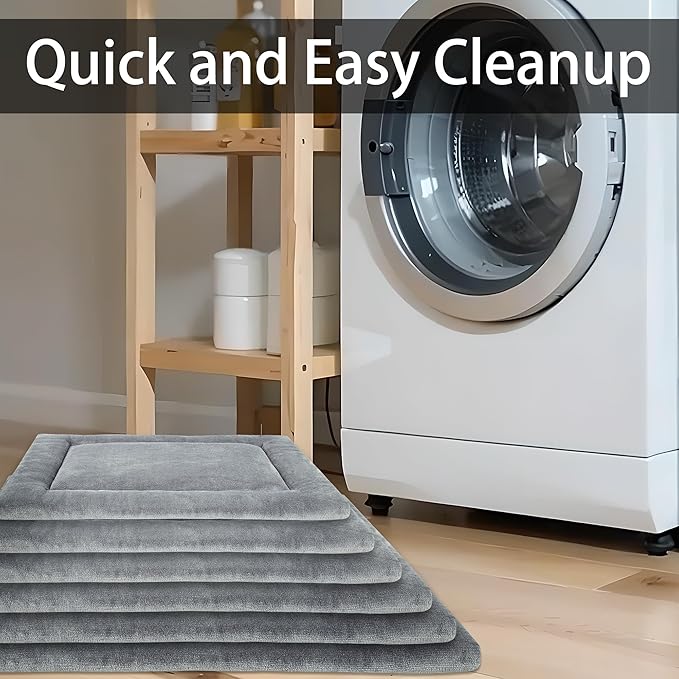 KHONSU PET Dog Bed Mat for Crate 1.1in Slim Cooling Pad Reversible Flannel & Waterproof Canva for XXL Dogs up to 110 lbs, Fits 48x30 Basic Crate