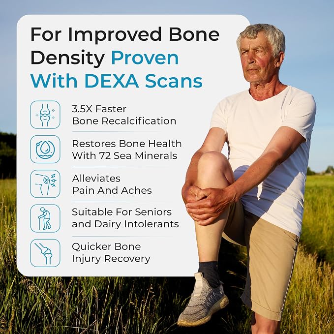 Marine Calcium Bone Density Supplement, 3.5X Absorbable Pearl Calcium & Icelandic Marine Algae, with Magnesium, Vitamin D3 K2 & More, Organic, Holistic Alternative, Astronaut Endorsed - 30 Days Supply