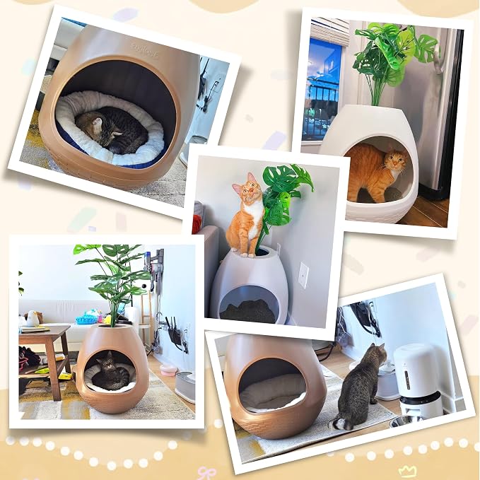 Eggloa6 Plant Litter Box Large Cat Hidden Litter Box with 4X Litter Box Liners, Cat Litter Mat, Artificial Plant Litter Box Enclosure Furniture Large DIY Litter Box Furniture for Cat Kitty Bunny