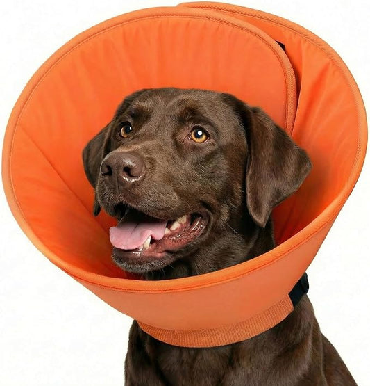 Soft Dog Cones for Large Dogs, Cone for Dogs to Stop Licking After Surgery, Adjustable Pet E-Collar Dog Cone Alternative for Wound Healing, Orange XL