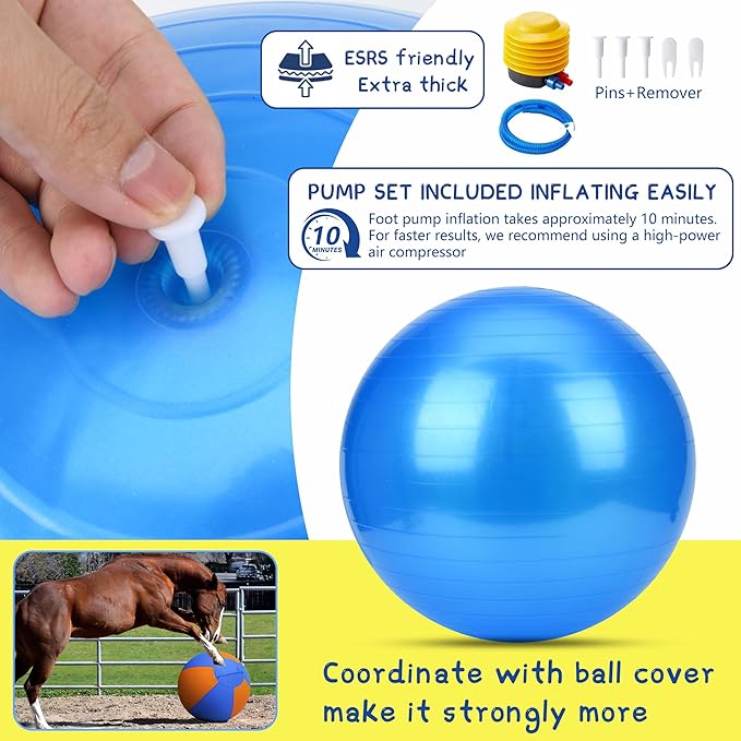 Herding Ball for Dogs and Horses, 25" Jolly Ball for Dogs, Dog Herding Balls for Australian Shepherd Collie, Durable Bite-Resistant with Reinforced Stitching, Large Dog Toys Gifts - Yellow & Blue
