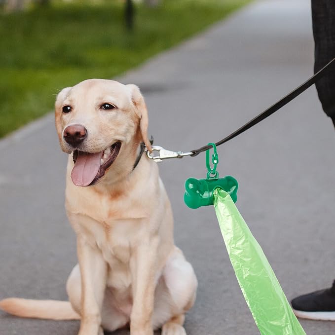 56 Pack Dog Poop Trash Bag Holder Dispenser Bone Shaped Puppy Poop Waste Bag Holder Plastic Leak Proof Pet Waste Disposal Bag for Leash with Hook Walking Dog Outdoor Camp Pet Supplies