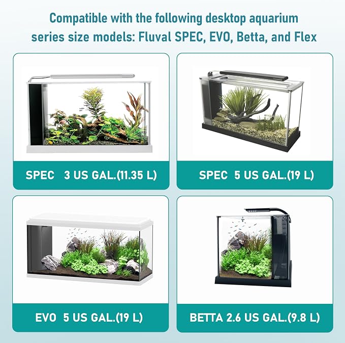2 Set Aquarium Filter Media for Fluval SPEC, Betta, EVO and Flex Desktop Aquarium,Includes 2 Carbon Filter Refills, 2 Foam Filter, 2 Ceramic Rings & 1 Filter Cord