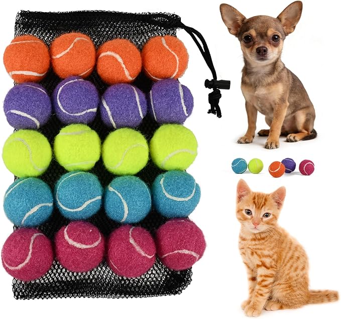 INSUM 1.5 Inch Mini Tennis Balls for X-Small Dogs & Cats, 20/40 Pack Soft Fetch Play Toys for Puppies & Kittens, Training & Indoor Outdoor Exercise