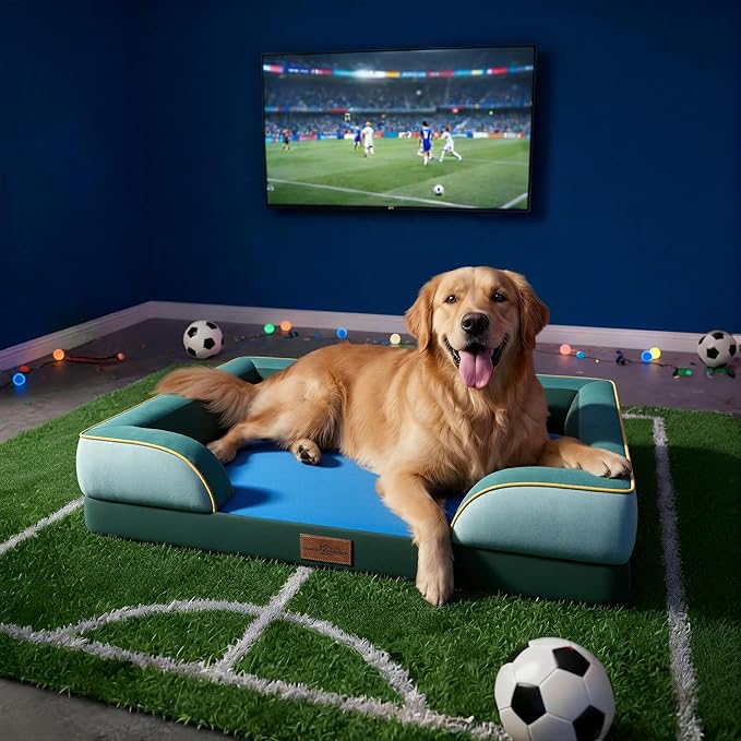 Comfort Expression Orthopedic Dog Bed for Large Dogs 36x27 Inch, Waterproof Egg Crate Foam Large Pet Bed with Bolsters, Dog Couch with Washable Cover & Non-Slip Bottom, Seattle