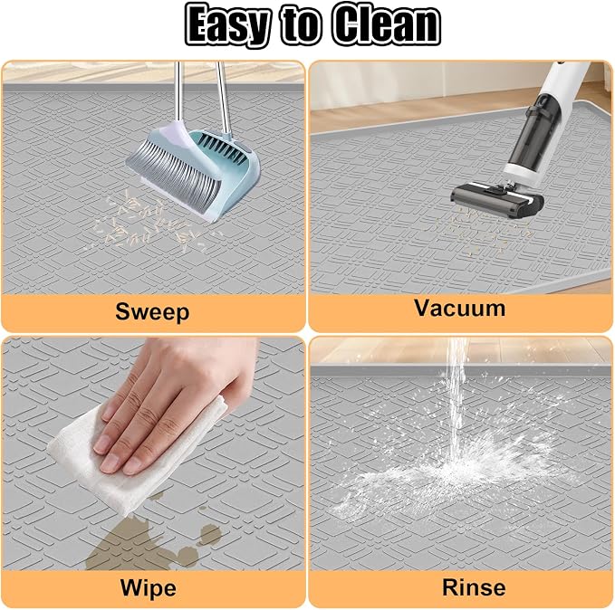 Silicone Cat Litter Mat, 42" x 29" Extra Large Litter Trapping Mat for Litter Box, Leak-Proof, Non-Slip, Kitty Litter Mats with Soft Texture for Floor, Keeping The Floor Clean (Light Grey)