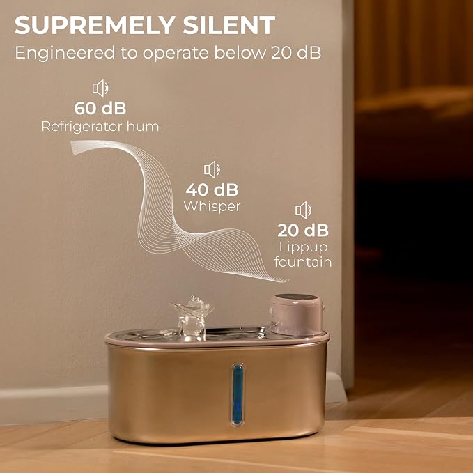 Wireless Cat Water Fountain Stainless Steel 108oz/3.2L | 5200mAh Battery, 50-Day Autonomy, Motion Sensor, Ultra Quiet, BPA-Free, Multi-Filtration - Black