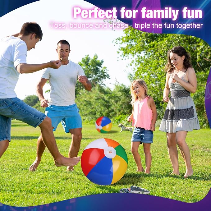MiniInflat 4 Pcs Light up Beach Balls 16'' Jumbo Pool LED Balls Glow in the Dark Neon Giant Inflatable for Summer Hawaiian Tropical Theme Beach Party Decor Water Accessory (Multicolor)