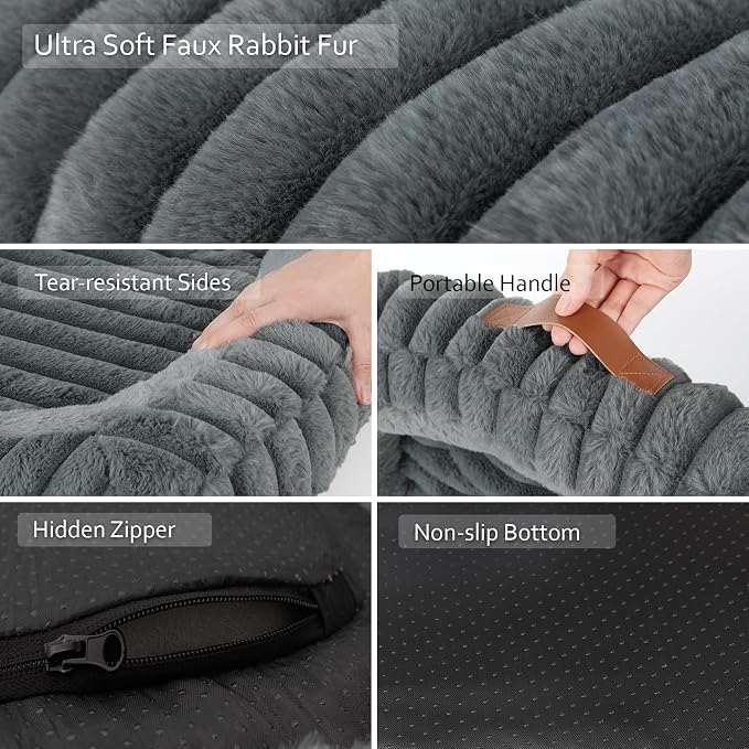 Orthopedic Dog Bed, Memory Foam Bolster Bed for Large Sized Dog | 35L x 27W x 5.5H, Bolster Sides Design, Washable Cover, Orthopedic Support Structure, Non-Slip Bottom,Large Dog Beds, Grey