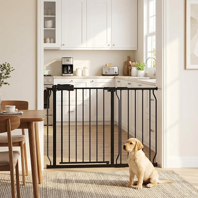 HOOEN Wide Baby Gates for Doorway Stairs 30" Tall 43.5 to 48 Inch Wide Indoor Child Gate for Kid or Pet Dogs Walk Through Pressure Mounted Baby Dog Gate